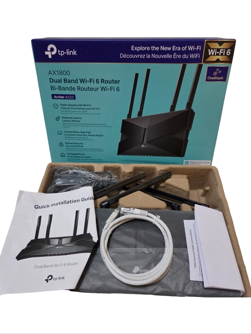 NIB TP-Link AX1800 Wi-Fi 6 Dual Band Gigabit Router Archer AX21/AX23 or Deco X20
